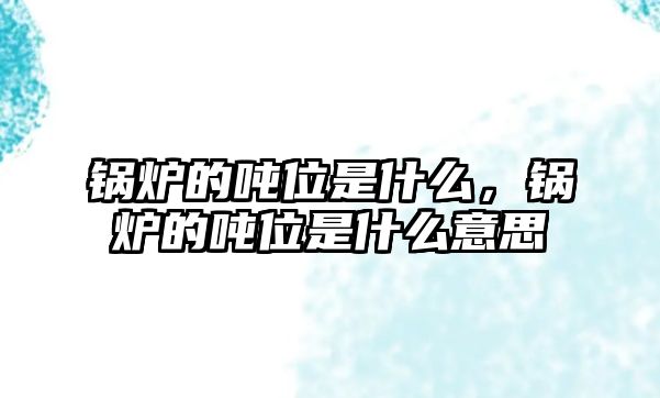 鍋爐的噸位是什么，鍋爐的噸位是什么意思