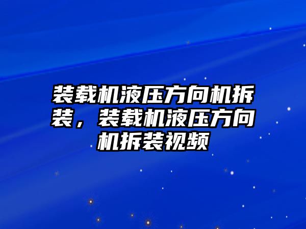 裝載機液壓方向機拆裝，裝載機液壓方向機拆裝視頻