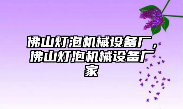 佛山燈泡機械設備廠，佛山燈泡機械設備廠家