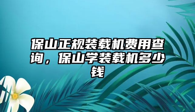 保山正規(guī)裝載機(jī)費(fèi)用查詢，保山學(xué)裝載機(jī)多少錢