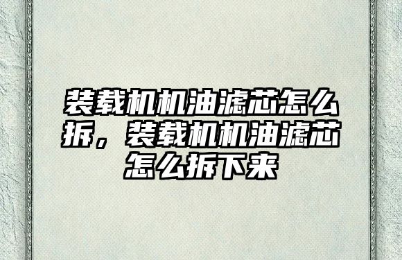 裝載機機油濾芯怎么拆，裝載機機油濾芯怎么拆下來