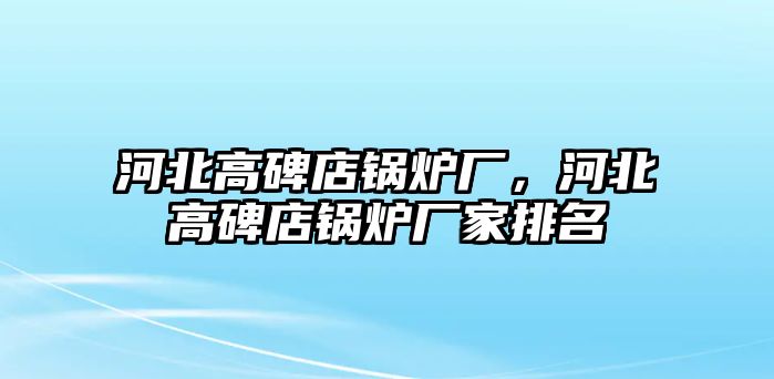 河北高碑店鍋爐廠，河北高碑店鍋爐廠家排名