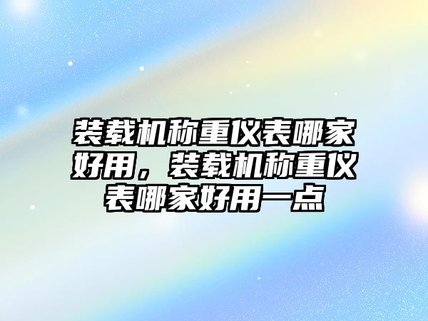 裝載機(jī)稱(chēng)重儀表哪家好用，裝載機(jī)稱(chēng)重儀表哪家好用一點(diǎn)