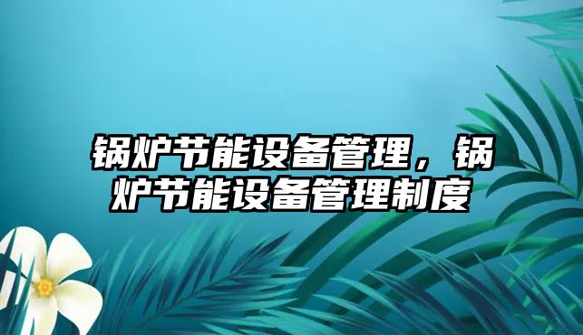 鍋爐節(jié)能設(shè)備管理，鍋爐節(jié)能設(shè)備管理制度