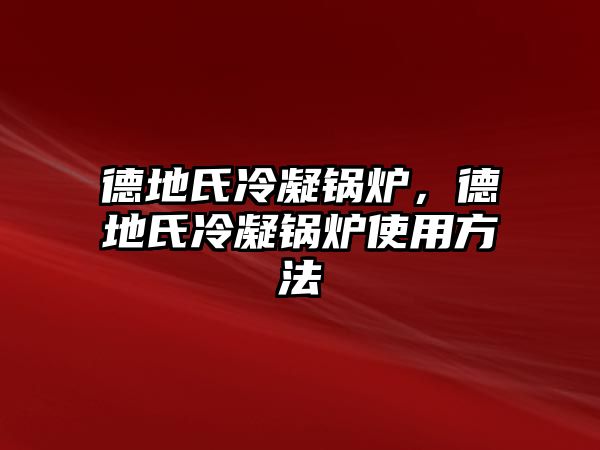 德地氏冷凝鍋爐，德地氏冷凝鍋爐使用方法