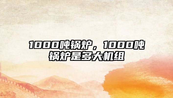 1000噸鍋爐，1000噸鍋爐是多大機組