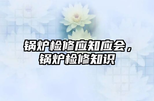 鍋爐檢修應(yīng)知應(yīng)會，鍋爐檢修知識