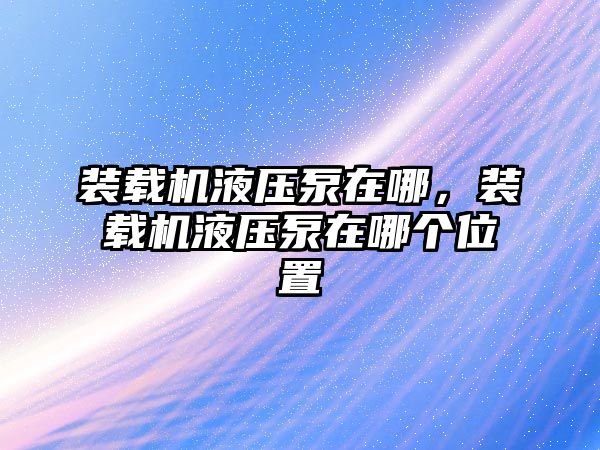 裝載機(jī)液壓泵在哪，裝載機(jī)液壓泵在哪個(gè)位置