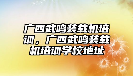 廣西武鳴裝載機(jī)培訓(xùn)，廣西武鳴裝載機(jī)培訓(xùn)學(xué)校地址