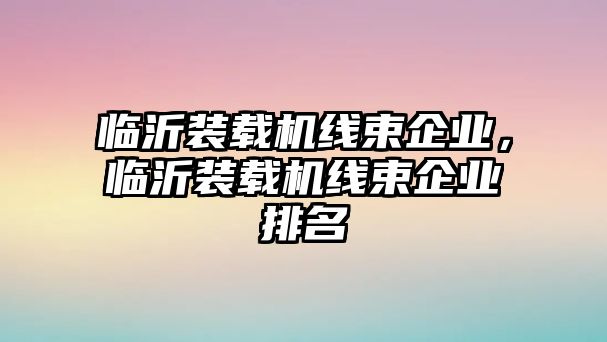 臨沂裝載機線束企業(yè)，臨沂裝載機線束企業(yè)排名