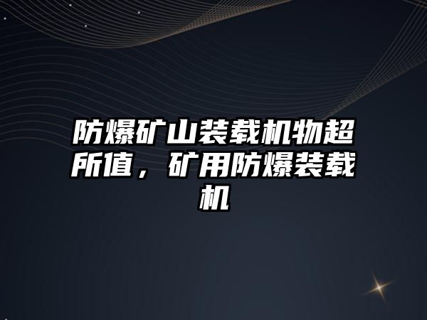 防爆礦山裝載機物超所值，礦用防爆裝載機