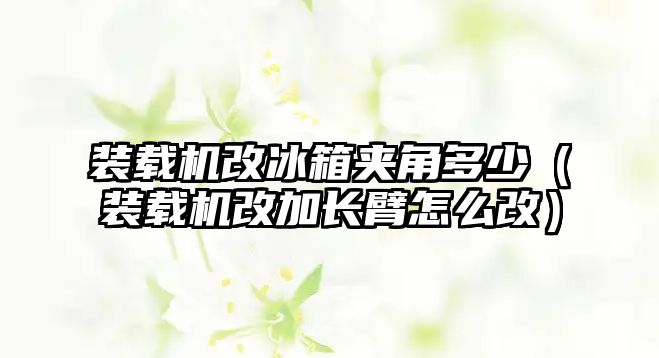 裝載機改冰箱夾角多少（裝載機改加長臂怎么改）