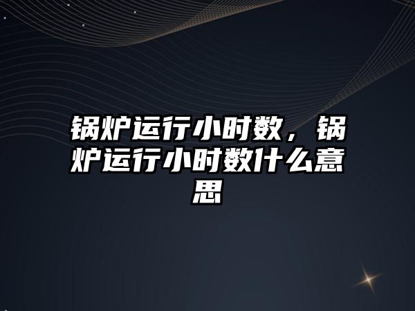 鍋爐運行小時數(shù)，鍋爐運行小時數(shù)什么意思