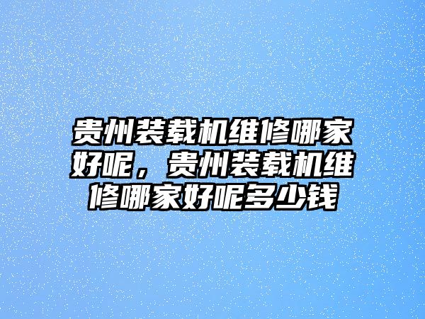 貴州裝載機(jī)維修哪家好呢，貴州裝載機(jī)維修哪家好呢多少錢