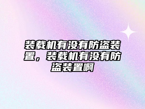 裝載機(jī)有沒(méi)有防盜裝置，裝載機(jī)有沒(méi)有防盜裝置啊