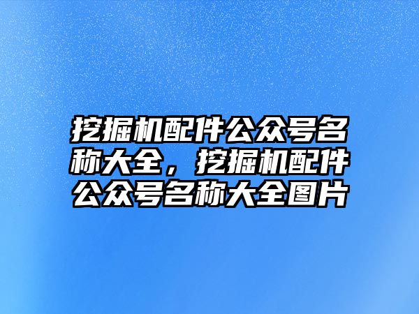 挖掘機配件公眾號名稱大全，挖掘機配件公眾號名稱大全圖片