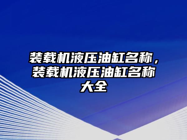 裝載機(jī)液壓油缸名稱，裝載機(jī)液壓油缸名稱大全