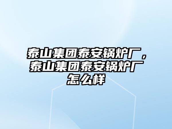 泰山集團泰安鍋爐廠，泰山集團泰安鍋爐廠怎么樣