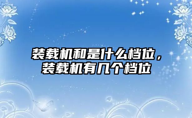 裝載機(jī)和是什么檔位，裝載機(jī)有幾個(gè)檔位