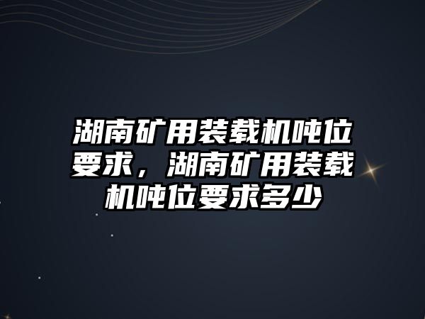 湖南礦用裝載機(jī)噸位要求，湖南礦用裝載機(jī)噸位要求多少