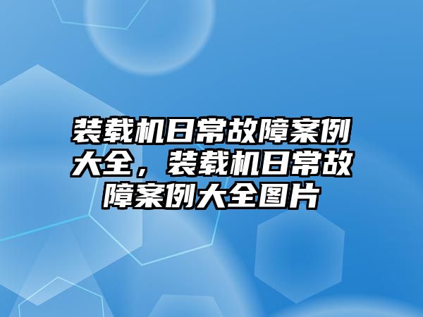 裝載機(jī)日常故障案例大全，裝載機(jī)日常故障案例大全圖片