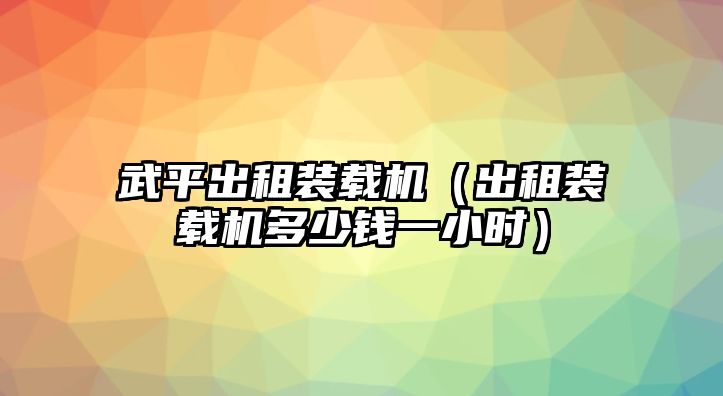 武平出租裝載機（出租裝載機多少錢一小時）