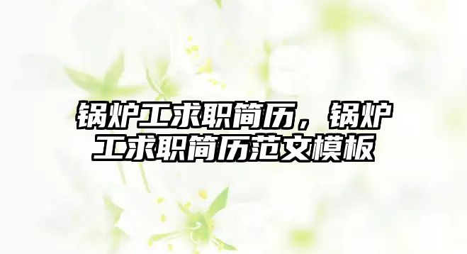 鍋爐工求職簡(jiǎn)歷，鍋爐工求職簡(jiǎn)歷范文模板