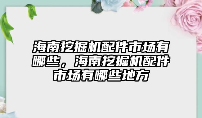 海南挖掘機配件市場有哪些，海南挖掘機配件市場有哪些地方