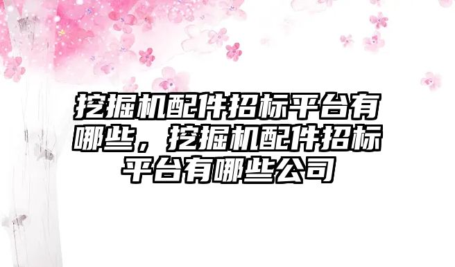 挖掘機配件招標(biāo)平臺有哪些，挖掘機配件招標(biāo)平臺有哪些公司