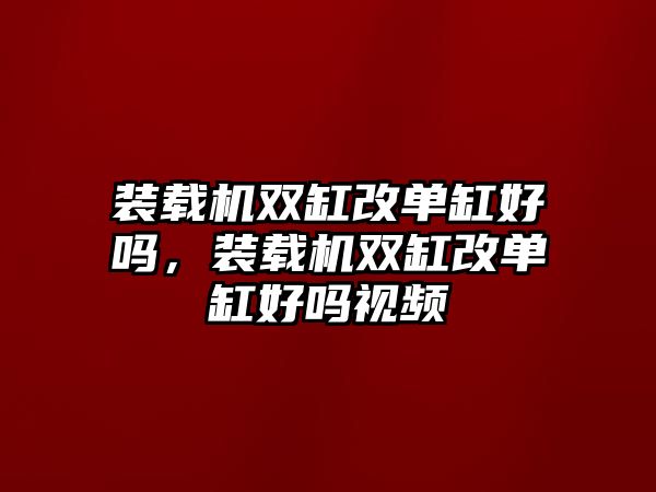 裝載機雙缸改單缸好嗎，裝載機雙缸改單缸好嗎視頻