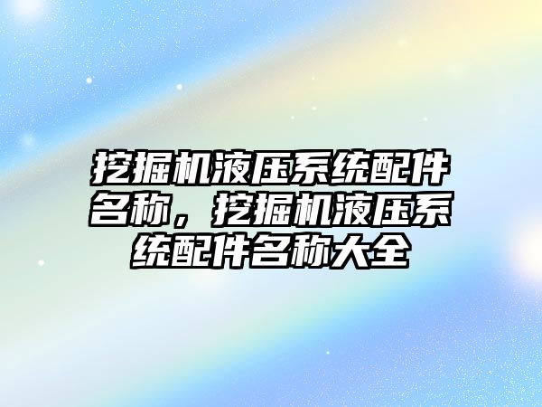 挖掘機液壓系統(tǒng)配件名稱，挖掘機液壓系統(tǒng)配件名稱大全