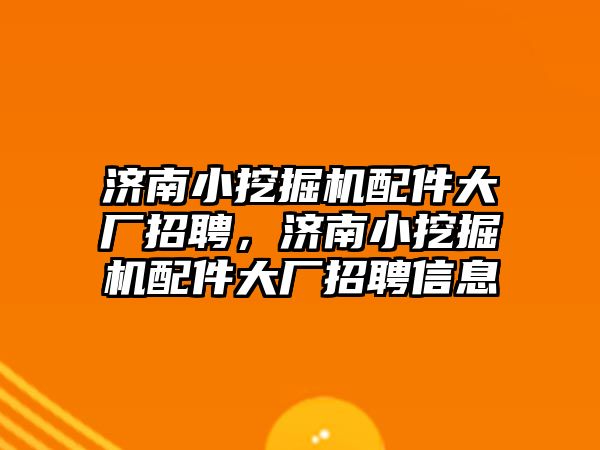 濟南小挖掘機配件大廠招聘，濟南小挖掘機配件大廠招聘信息