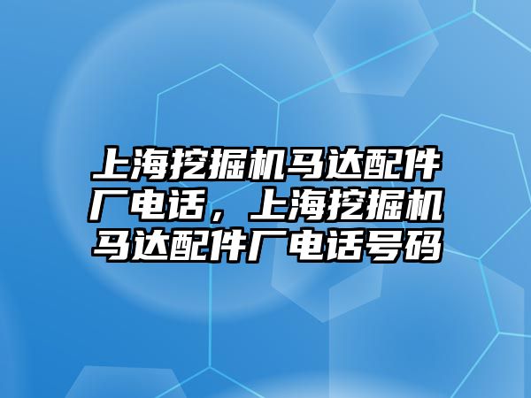 上海挖掘機馬達配件廠電話，上海挖掘機馬達配件廠電話號碼