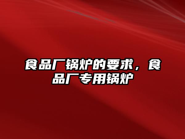 食品廠鍋爐的要求，食品廠專用鍋爐