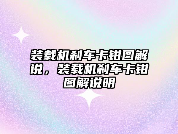 裝載機剎車卡鉗圖解說，裝載機剎車卡鉗圖解說明