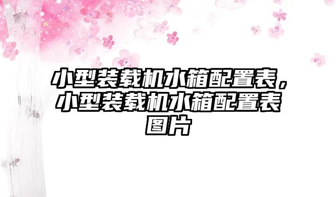 小型裝載機(jī)水箱配置表，小型裝載機(jī)水箱配置表圖片