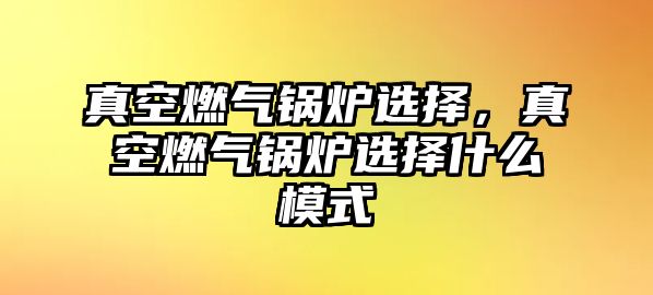 真空燃氣鍋爐選擇，真空燃氣鍋爐選擇什么模式