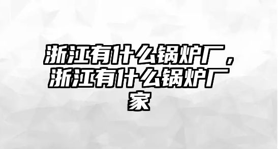 浙江有什么鍋爐廠，浙江有什么鍋爐廠家