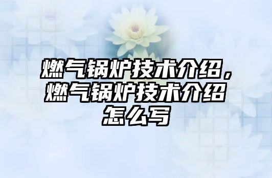 燃氣鍋爐技術(shù)介紹，燃氣鍋爐技術(shù)介紹怎么寫