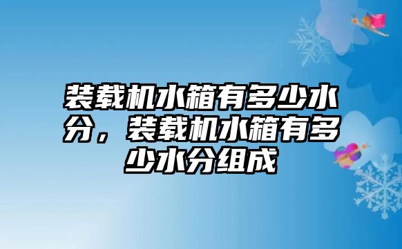 裝載機(jī)水箱有多少水分，裝載機(jī)水箱有多少水分組成