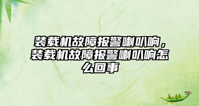 裝載機(jī)故障報警喇叭響，裝載機(jī)故障報警喇叭響怎么回事