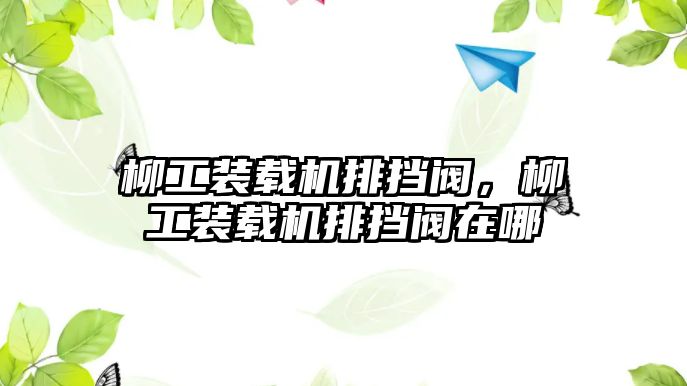 柳工裝載機(jī)排擋閥，柳工裝載機(jī)排擋閥在哪