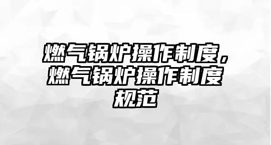 燃?xì)忮仩t操作制度，燃?xì)忮仩t操作制度規(guī)范