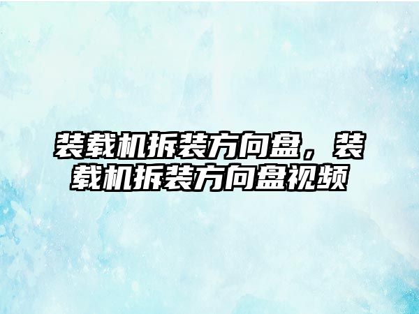 裝載機拆裝方向盤，裝載機拆裝方向盤視頻