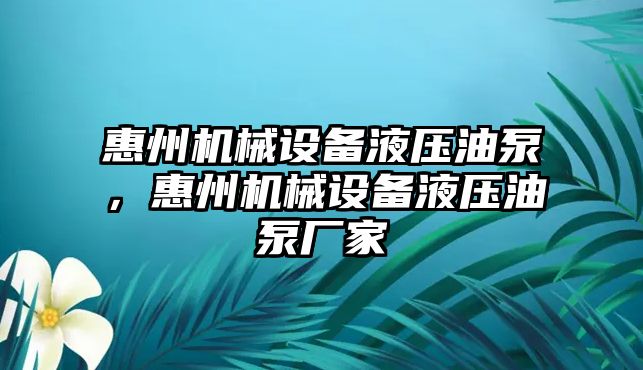 惠州機械設(shè)備液壓油泵，惠州機械設(shè)備液壓油泵廠家