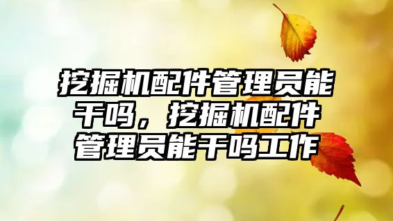 挖掘機配件管理員能干嗎，挖掘機配件管理員能干嗎工作