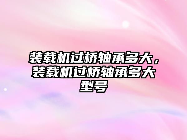 裝載機(jī)過(guò)橋軸承多大，裝載機(jī)過(guò)橋軸承多大型號(hào)