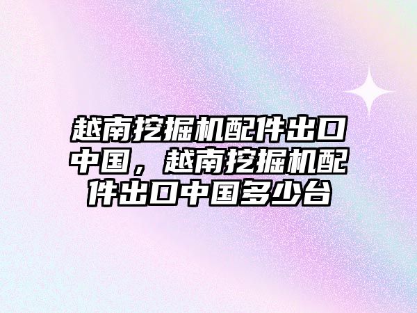 越南挖掘機(jī)配件出口中國，越南挖掘機(jī)配件出口中國多少臺(tái)