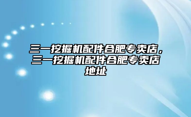 三一挖掘機(jī)配件合肥專賣店，三一挖掘機(jī)配件合肥專賣店地址