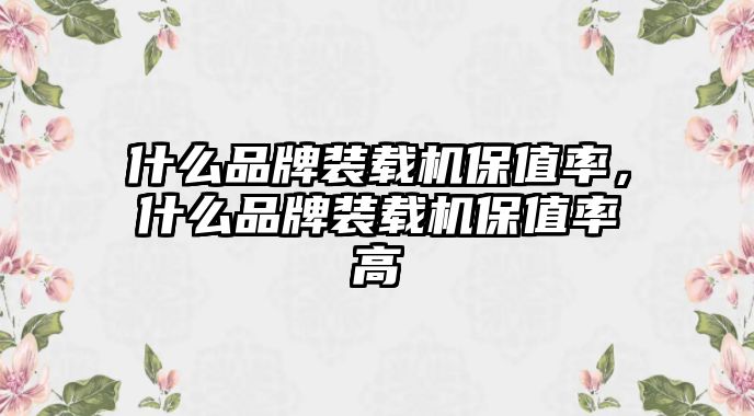 什么品牌裝載機(jī)保值率，什么品牌裝載機(jī)保值率高